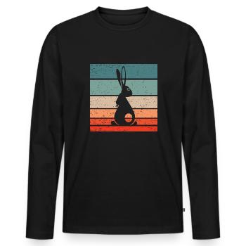 Lapin Rétro Style Vintage - T-shirt manches longues Premium bio Homme - noir - Devant - Nico (187cm)