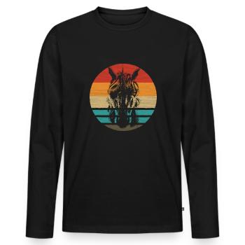 Einhorn Retro Style Vintage - Männer Premium Bio Langarmshirt - Schwarz - Vorne - Nico (187cm)