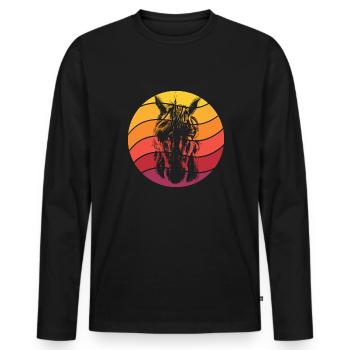 Einhorn Retro Style Vintage - Männer Premium Bio Langarmshirt - Schwarz - Vorne - Nico (187cm)