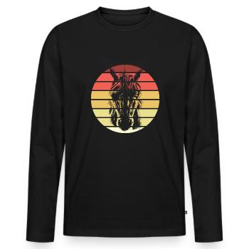 Einhorn Retro Style Vintage - Männer Premium Bio Langarmshirt - Schwarz - Vorne - Nico (187cm)