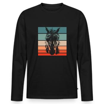 Einhorn Retro Style Vintage - Männer Premium Bio Langarmshirt - Schwarz - Vorne - Nico (187cm)