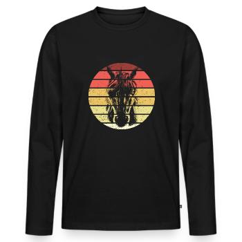 Einhorn Retro Style Vintage - Männer Premium Bio Langarmshirt - Schwarz - Vorne - Nico (187cm)