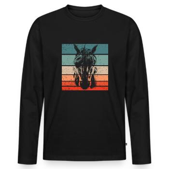 Einhorn Retro Style Vintage - Männer Premium Bio Langarmshirt - Schwarz - Vorne - Nico (187cm)