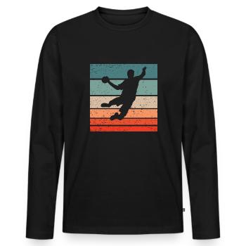 Joueur de Handball Retro Style Vintage - T-shirt manches longues Premium bio Homme - noir - Devant - Nico (187cm)