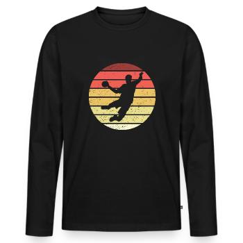 Joueur de Handball Retro Style Vintage - T-shirt manches longues Premium bio Homme - noir - Devant - Nico (187cm)