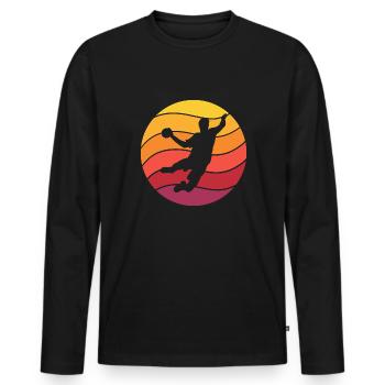Joueur de Handball Retro Style Vintage - T-shirt manches longues Premium bio Homme - noir - Devant - Nico (187cm)