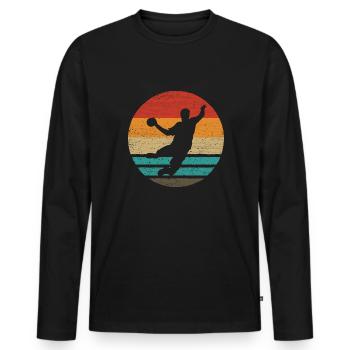 Joueur de Handball Retro Style Vintage - T-shirt manches longues Premium bio Homme - noir - Devant - Nico (187cm)