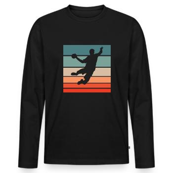 Joueur de Handball Retro Style Vintage - T-shirt manches longues Premium bio Homme - noir - Devant - Nico (187cm)