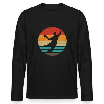 Joueur de Handball Retro Style Vintage - T-shirt manches longues Premium bio Homme - noir - Devant - Nico (187cm)