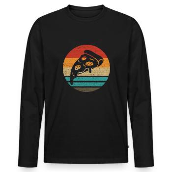 Pizza Slice Retro Style Vintage - Men's Premium Organic Long Sleeve Shirt - black - Front - Nico (187cm)