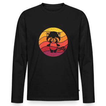 Red Panda Retro Style Vintage - T-shirt manches longues Premium bio Homme - noir - Devant - Nico (187cm)
