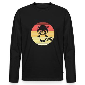 Red Panda Retro Style Vintage - T-shirt manches longues Premium bio Homme - noir - Devant - Nico (187cm)