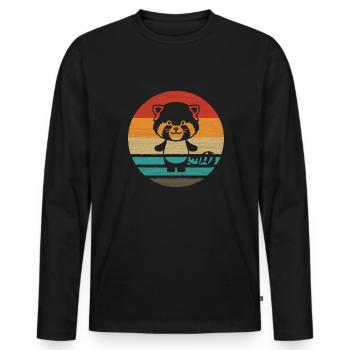 Red Panda Retro Style Vintage - T-shirt manches longues Premium bio Homme - noir - Devant - Nico (187cm)
