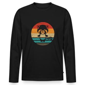 Red Panda Retro Style Vintage - T-shirt manches longues Premium bio Homme - noir - Devant - Nico (187cm)