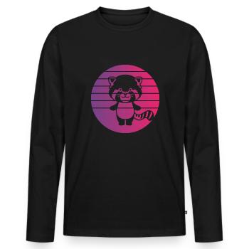 Red Panda Retro Style Vintage - T-shirt manches longues Premium bio Homme - noir - Devant - Nico (187cm)