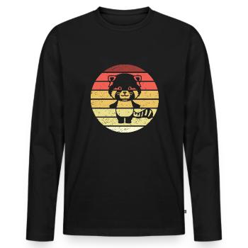 Red Panda Retro Style Vintage - T-shirt manches longues Premium bio Homme - noir - Devant - Nico (187cm)
