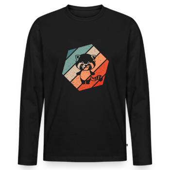 Red Panda Retro Style Vintage - T-shirt manches longues Premium bio Homme - noir - Devant - Nico (187cm)