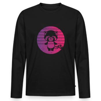 Red Panda Retro Style Vintage - T-shirt manches longues Premium bio Homme - noir - Devant - Nico (187cm)