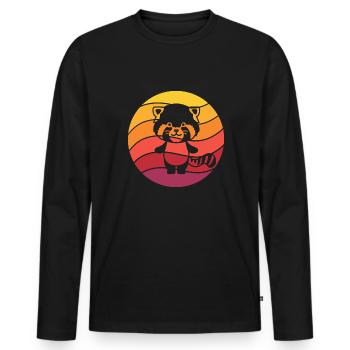 Red Panda Retro Style Vintage - T-shirt manches longues Premium bio Homme - noir - Devant - Nico (187cm)