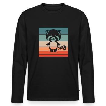 Red Panda Retro Style Vintage - T-shirt manches longues Premium bio Homme - noir - Devant - Nico (187cm)