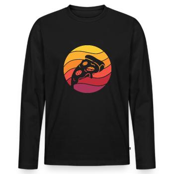 Pizza Slice Retro Style Vintage - Men's Premium Organic Long Sleeve Shirt - black - Front - Nico (187cm)