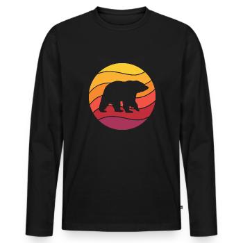 Bear Retro Style Vintage - Men's Premium Organic Long Sleeve Shirt - black - Front - Nico (187cm)