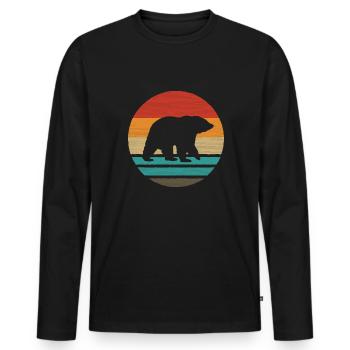 Bear Retro Style Vintage - Men's Premium Organic Long Sleeve Shirt - black - Front - Nico (187cm)