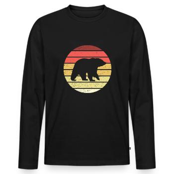 Ours Retro Style Vintage - T-shirt manches longues Premium bio Homme - noir - Devant - Nico (187cm)