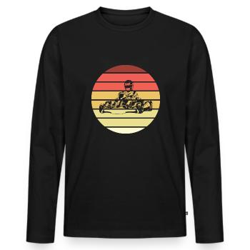 Go-kart Retro Style Vintage - T-shirt manches longues Premium bio Homme - noir - Devant - Nico (187cm)