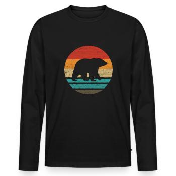 Bear Retro Style Vintage - Men's Premium Organic Long Sleeve Shirt - black - Front - Nico (187cm)