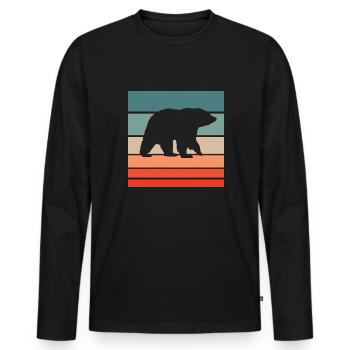 Ours Retro Style Vintage - T-shirt manches longues Premium bio Homme - noir - Devant - Nico (187cm)