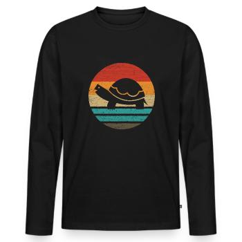 Turtle Retro Style Vintage - Men's Premium Organic Long Sleeve Shirt - black - Front - Nico (187cm)