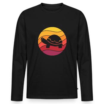 Turtle Retro Style Vintage - Men's Premium Organic Long Sleeve Shirt - black - Front - Nico (187cm)