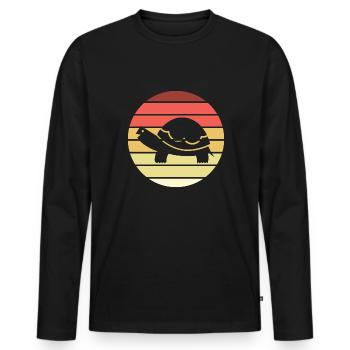 Turtle Retro Style Vintage - Men's Premium Organic Long Sleeve Shirt - black - Front - Nico (187cm)