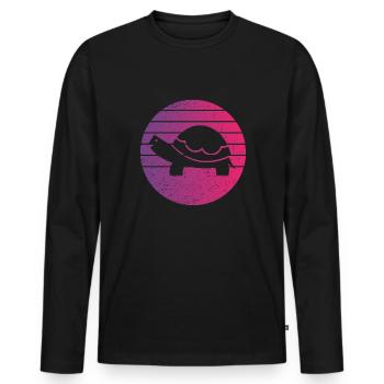Turtle Retro Style Vintage - Men's Premium Organic Long Sleeve Shirt - black - Front - Nico (187cm)