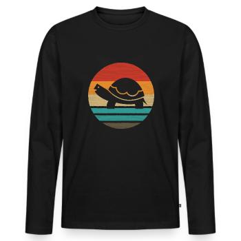 Turtle Retro Style Vintage - Men's Premium Organic Long Sleeve Shirt - black - Front - Nico (187cm)