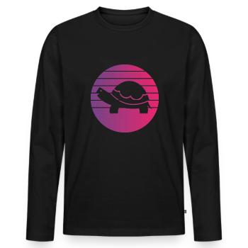 Turtle Retro Style Vintage - Men's Premium Organic Long Sleeve Shirt - black - Front - Nico (187cm)