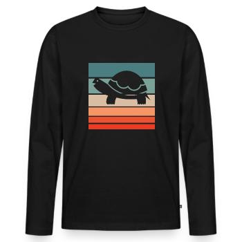 Turtle Retro Style Vintage - Men's Premium Organic Long Sleeve Shirt - black - Front - Nico (187cm)