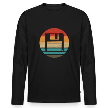 Floppy Retro Style Vintage - T-shirt manches longues Premium bio Homme - noir - Devant - Nico (187cm)