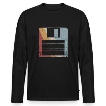 Floppy Retro Style Vintage - T-shirt manches longues Premium bio Homme - noir - Devant - Nico (187cm)