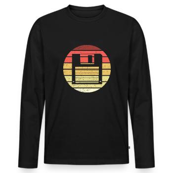 Floppy Retro Style Vintage - T-shirt manches longues Premium bio Homme - noir - Devant - Nico (187cm)
