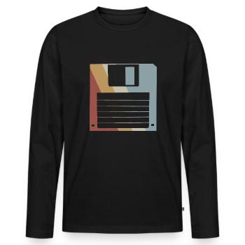 Floppy Retro Style Vintage - T-shirt manches longues Premium bio Homme - noir - Devant - Nico (187cm)