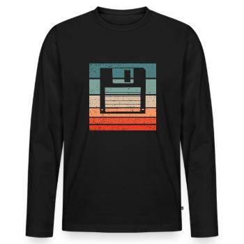 Floppy Retro Style Vintage - Men's Premium Organic Long Sleeve Shirt - black - Front - Nico (187cm)