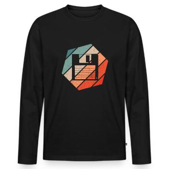 Floppy Retro Style Vintage - T-shirt manches longues Premium bio Homme - noir - Devant - Nico (187cm)