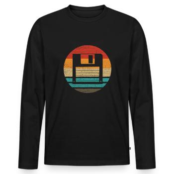 Floppy Retro Style Vintage - T-shirt manches longues Premium bio Homme - noir - Devant - Nico (187cm)
