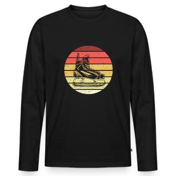 Hockey sur glace Patin à glace Style Rétro Vintage - T-shirt manches longues Premium bio Homme - noir - Devant - Nico (187cm)