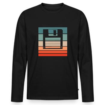 Floppy Retro Style Vintage - Men's Premium Organic Long Sleeve Shirt - black - Front - Nico (187cm)