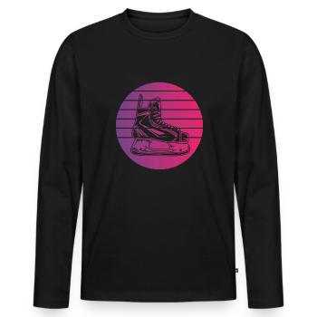 Hockey sur glace Patin à glace Style Rétro Vintage - T-shirt manches longues Premium bio Homme - noir - Devant - Nico (187cm)