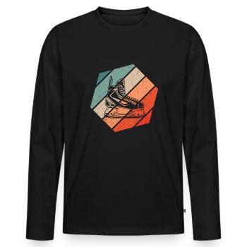 Hockey sur glace Patin à glace Style Rétro Vintage - T-shirt manches longues Premium bio Homme - noir - Devant - Nico (187cm)