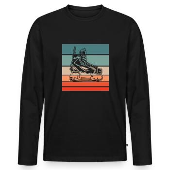 Hockey sur glace Patin à glace Style Rétro Vintage - T-shirt manches longues Premium bio Homme - noir - Devant - Nico (187cm)